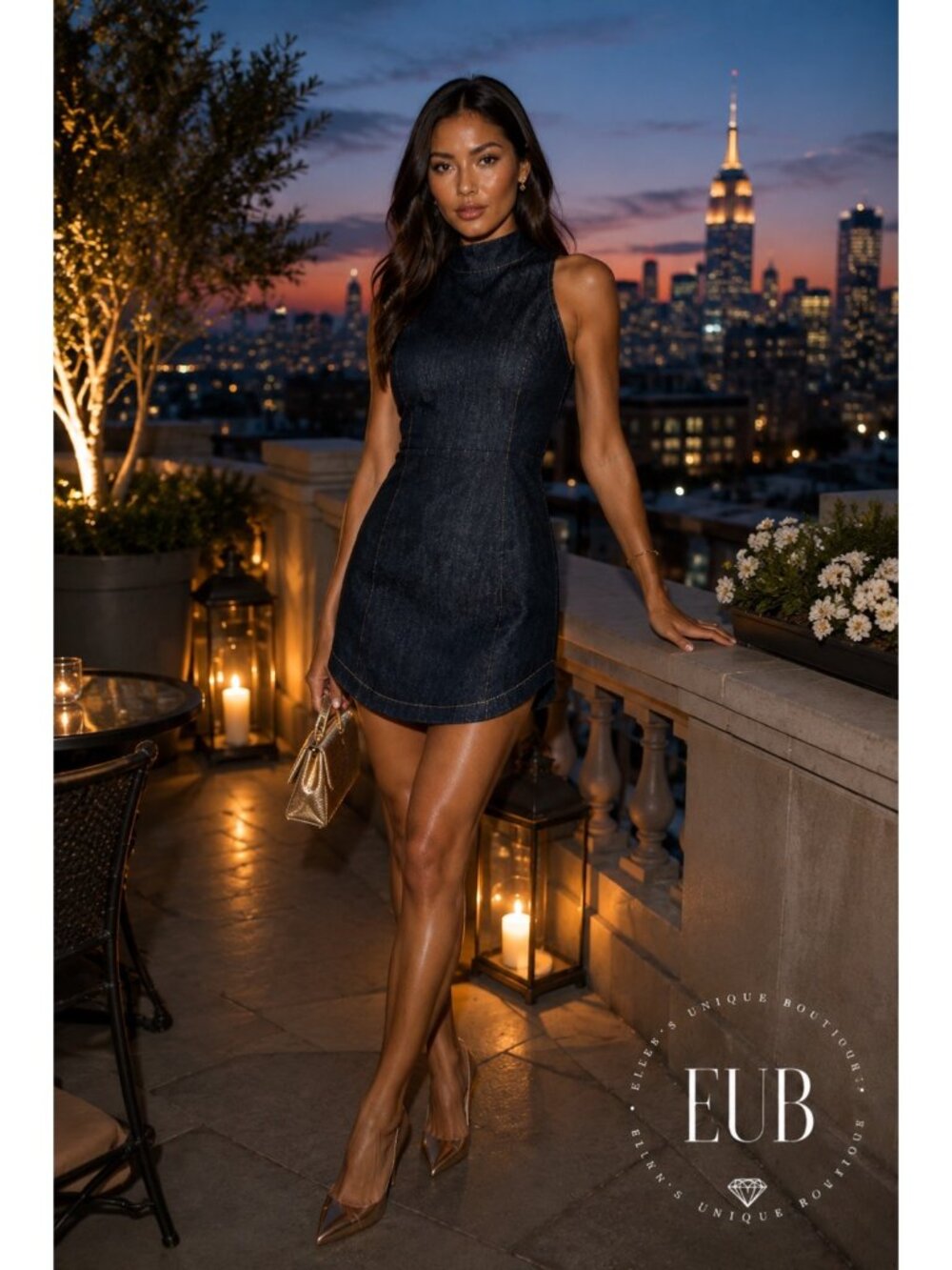 Amanda Uprichard x REVOLVE Marshall Denim Mini Dress Indigo New